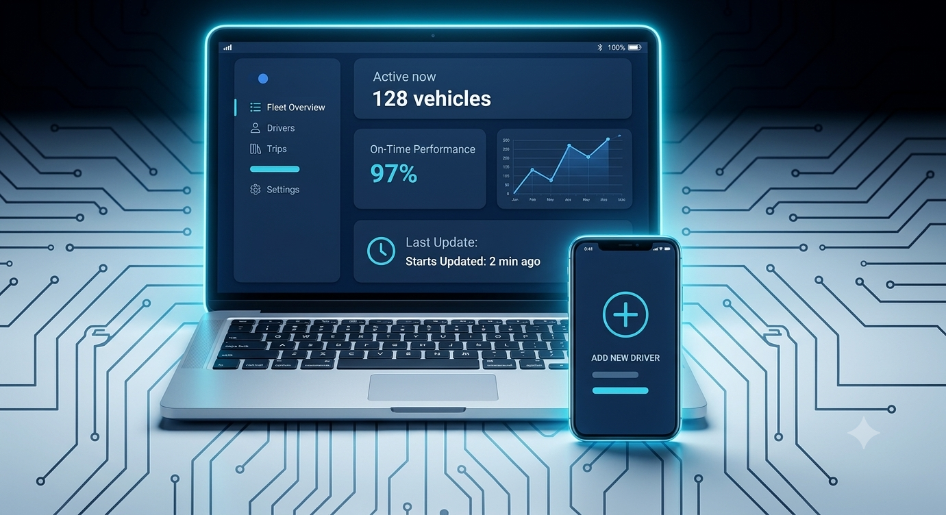 Technology devices and digital dashboard illustration